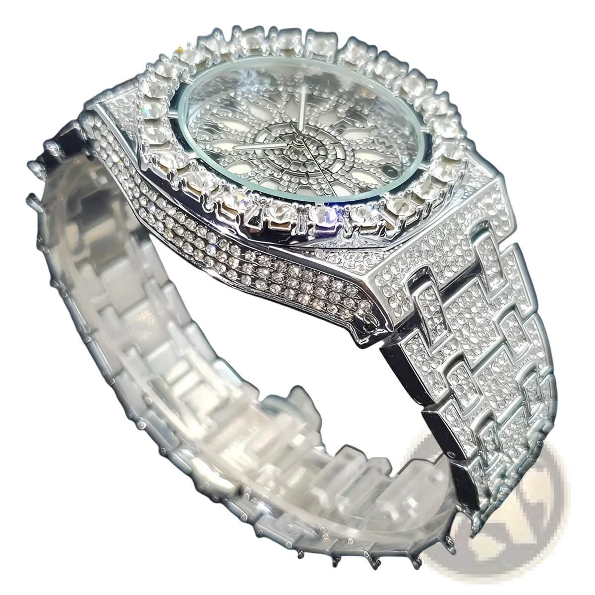 Iced Diamond Men's Quartz Watch Luxury Silver Hip Hop Timepiece