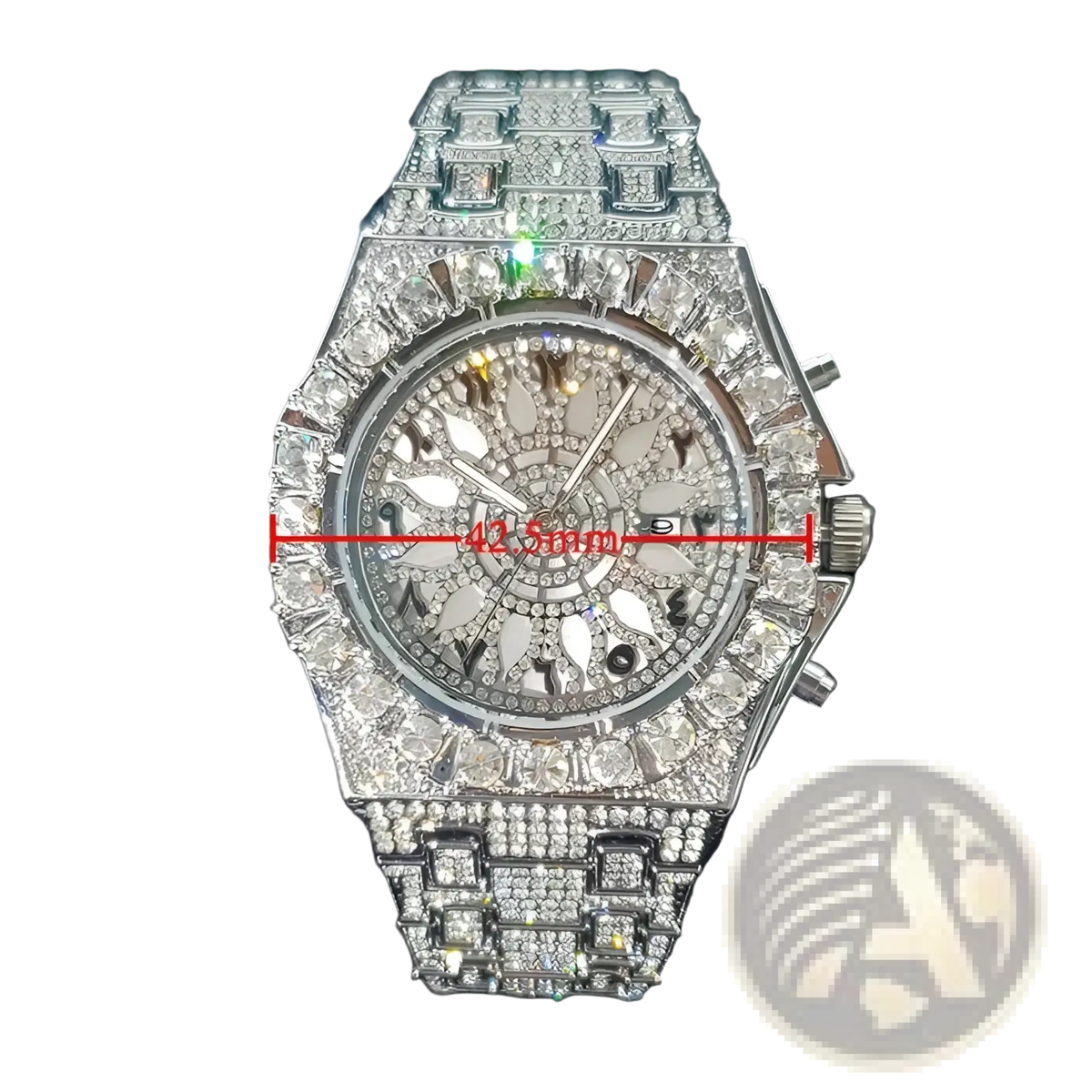 Iced Diamond Men's Quartz Watch Luxury Silver Hip Hop Timepiece