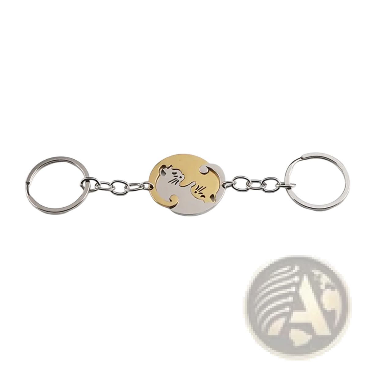 Interlocking Cat Couple Keychain Set