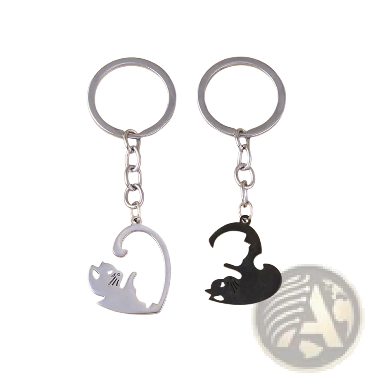 Interlocking Cat Couple Keychain Set
