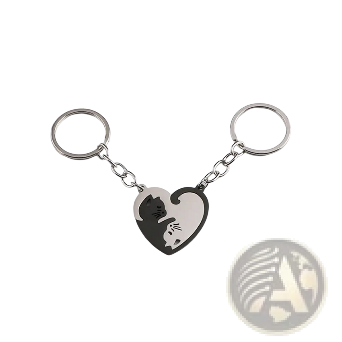 Interlocking Cat Couple Keychain Set