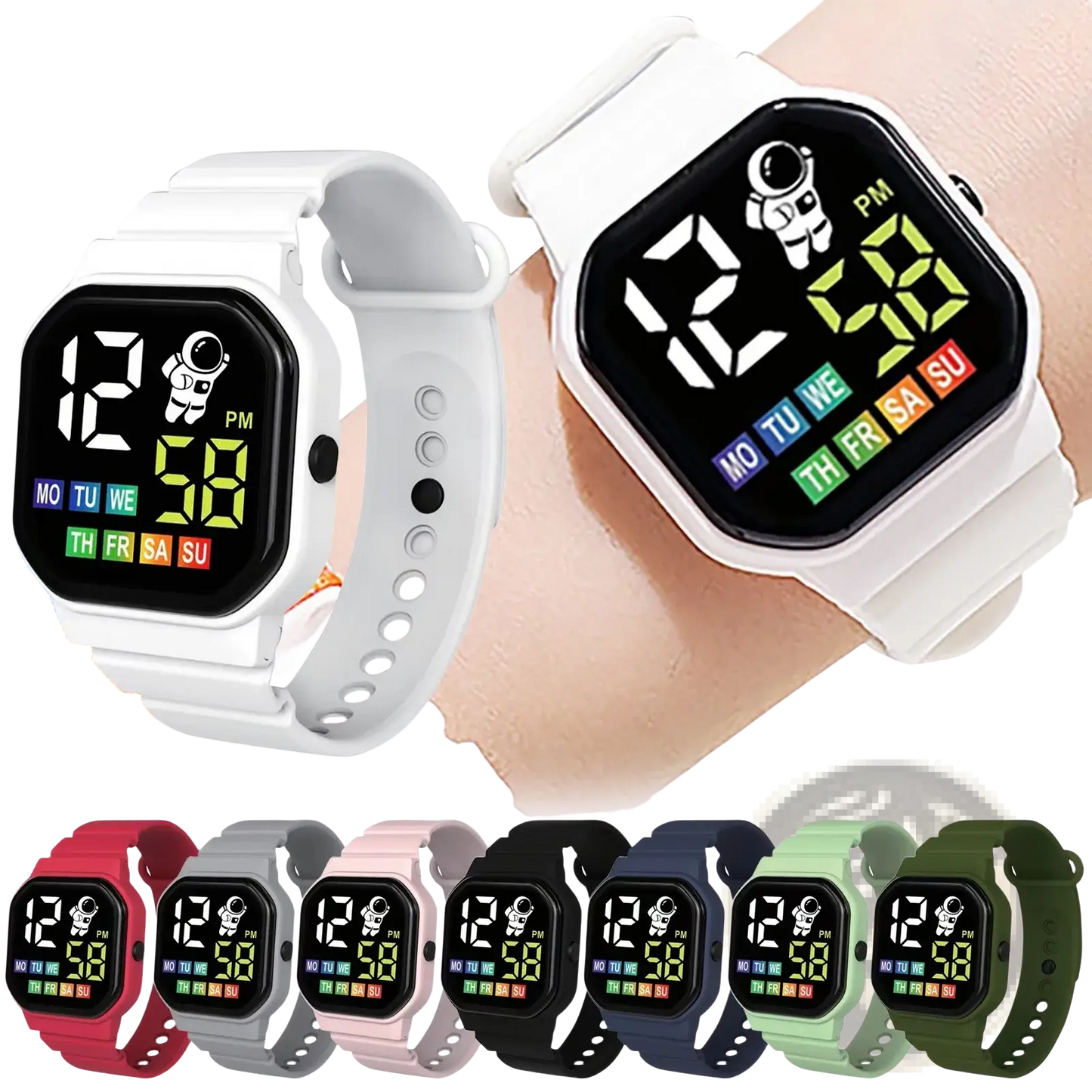 Kids Astronaut Led Digital Watch White