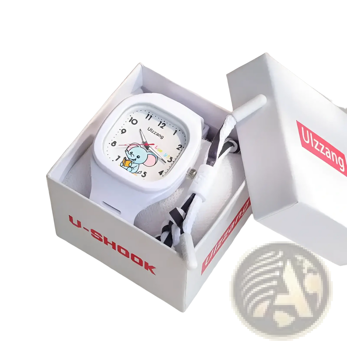 Kids Luminous Cartoon Elephant Digital Watch White