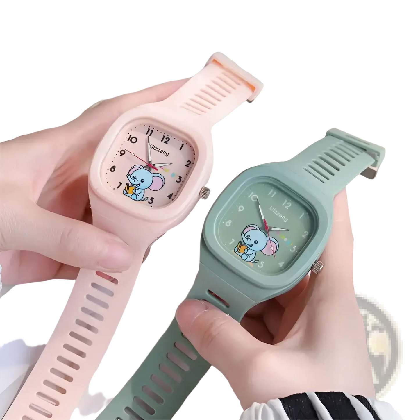 Kids Luminous Cartoon Elephant Digital Watch White