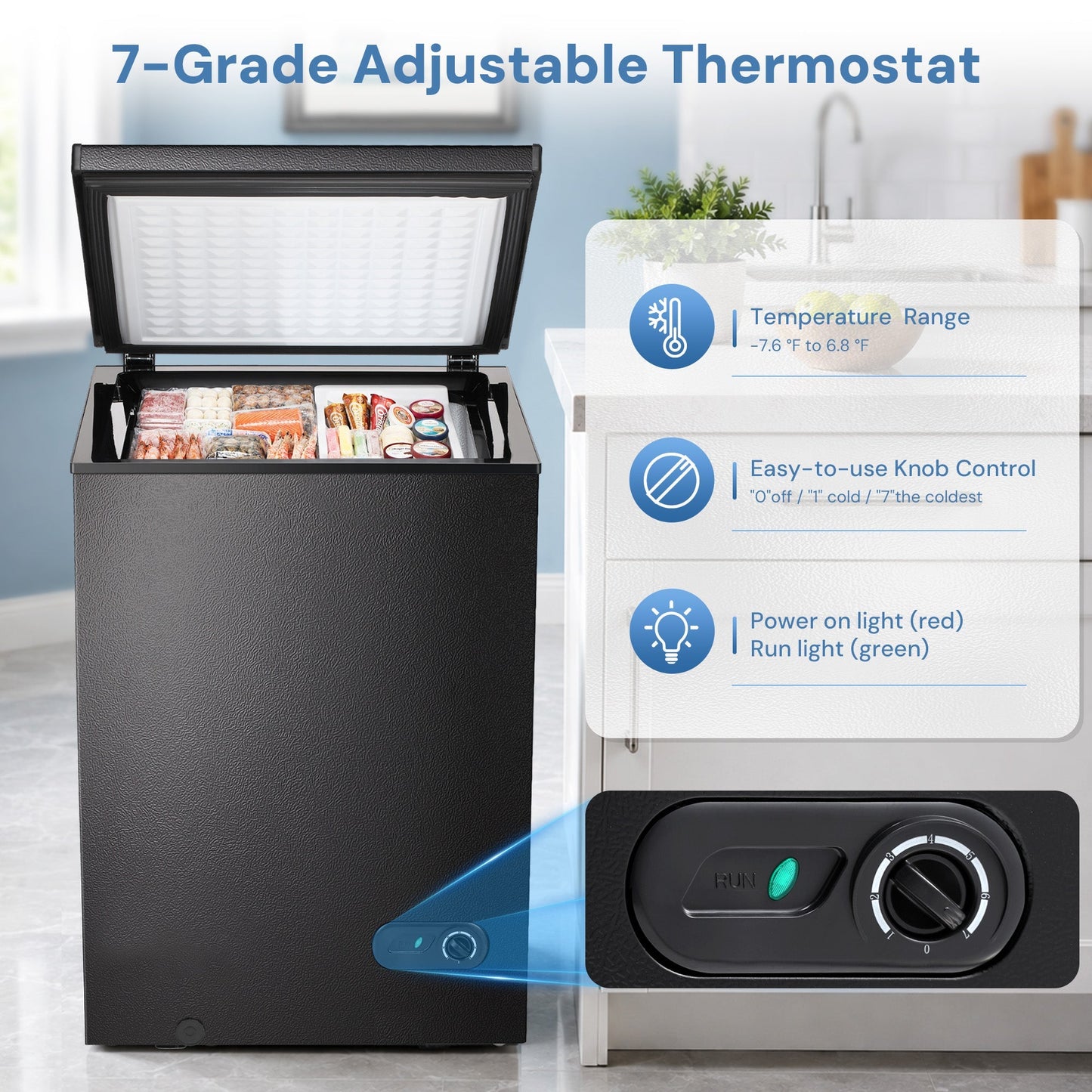 Kismile 3.5 Cubic Feet Chest Freezer