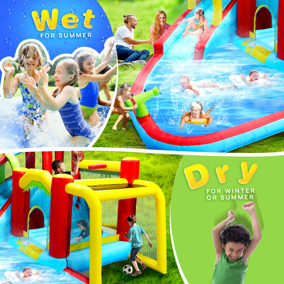 Large 7-In-1 Inflatable Water Slide Bouncer Pool With Climbing Wall (SAK60841)