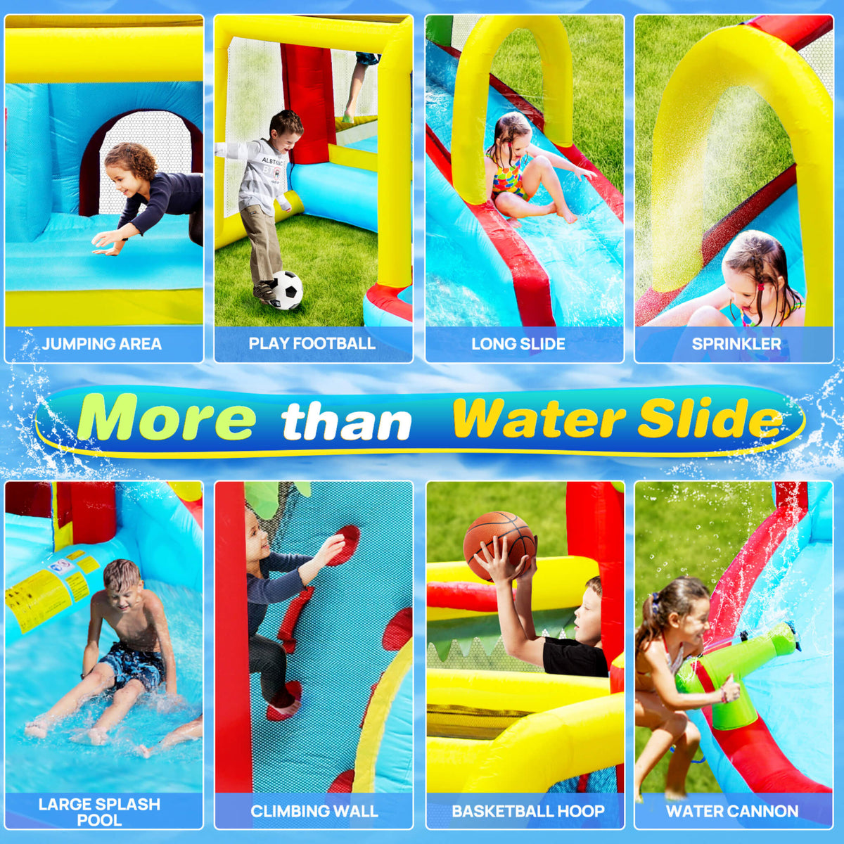 Large 7-In-1 Inflatable Water Slide Bouncer Pool With Climbing Wall (SAK60841)