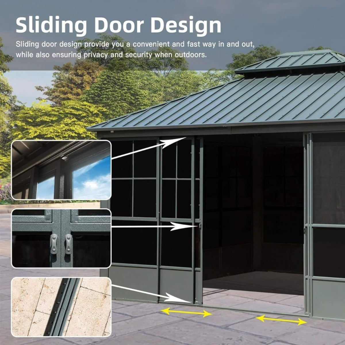 [12X14FT] Veranda Large Heavy-Duty All-Season Steel Top Aluminum Double Roof Backyard Sunroom (SAK97284)