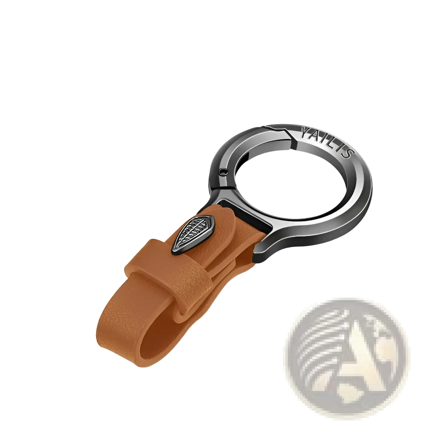 Leather Car Keychain with Leaf Charm