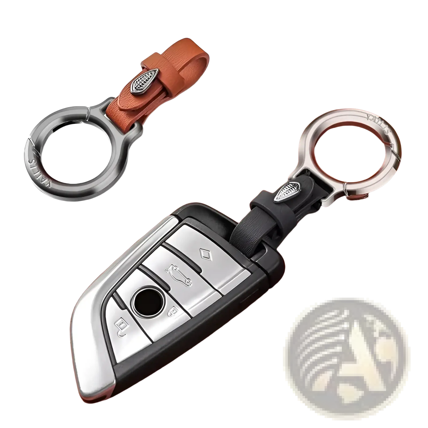 Leather Car Keychain with Leaf Charm