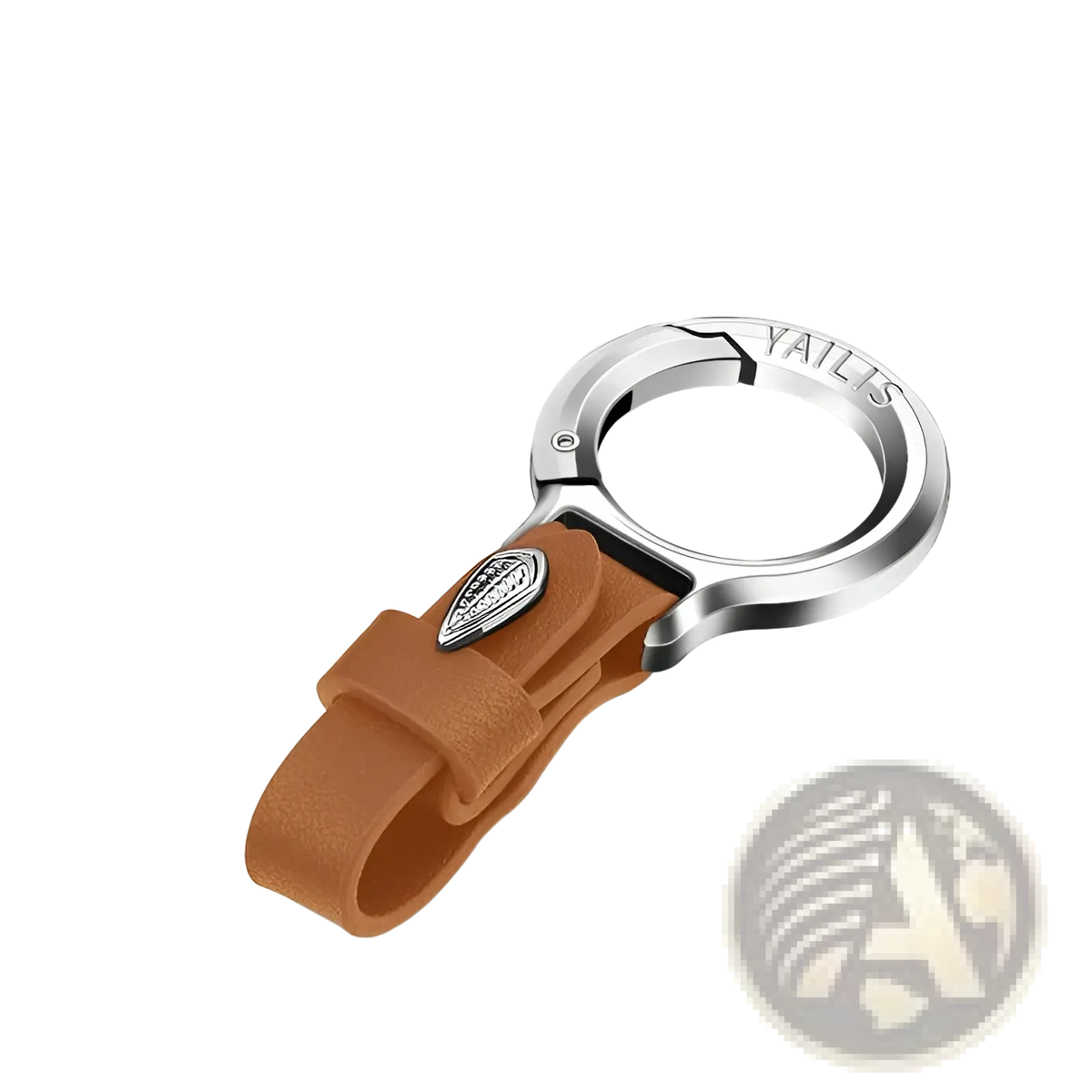 Leather Car Keychain with Leaf Charm