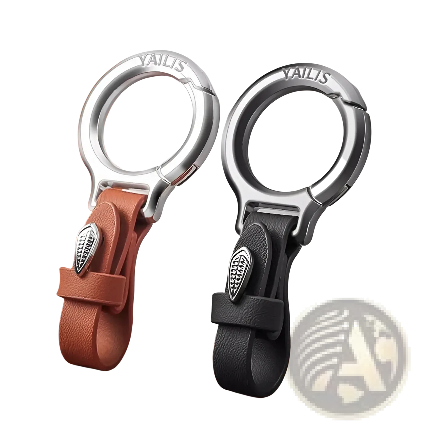 Leather Car Keychain with Leaf Charm