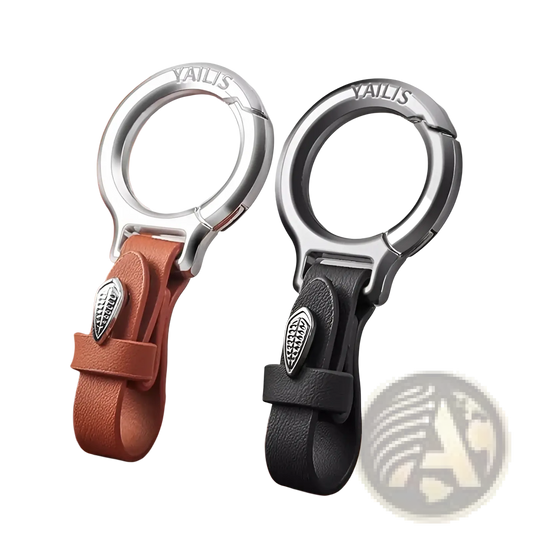 Leather Car Keychain with Leaf Charm