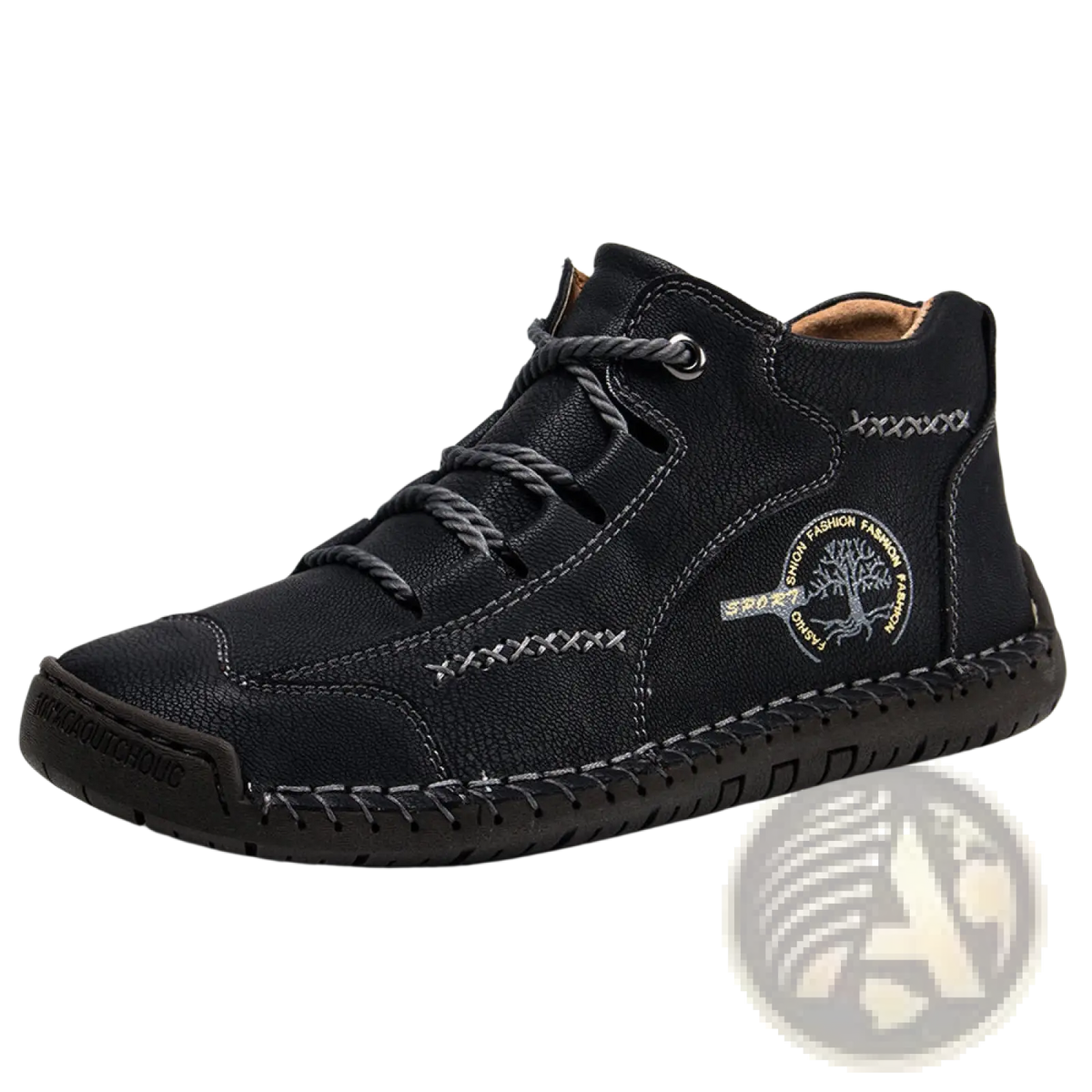 Leather High Top Sneakers Vintage Hand Stitched Shoes