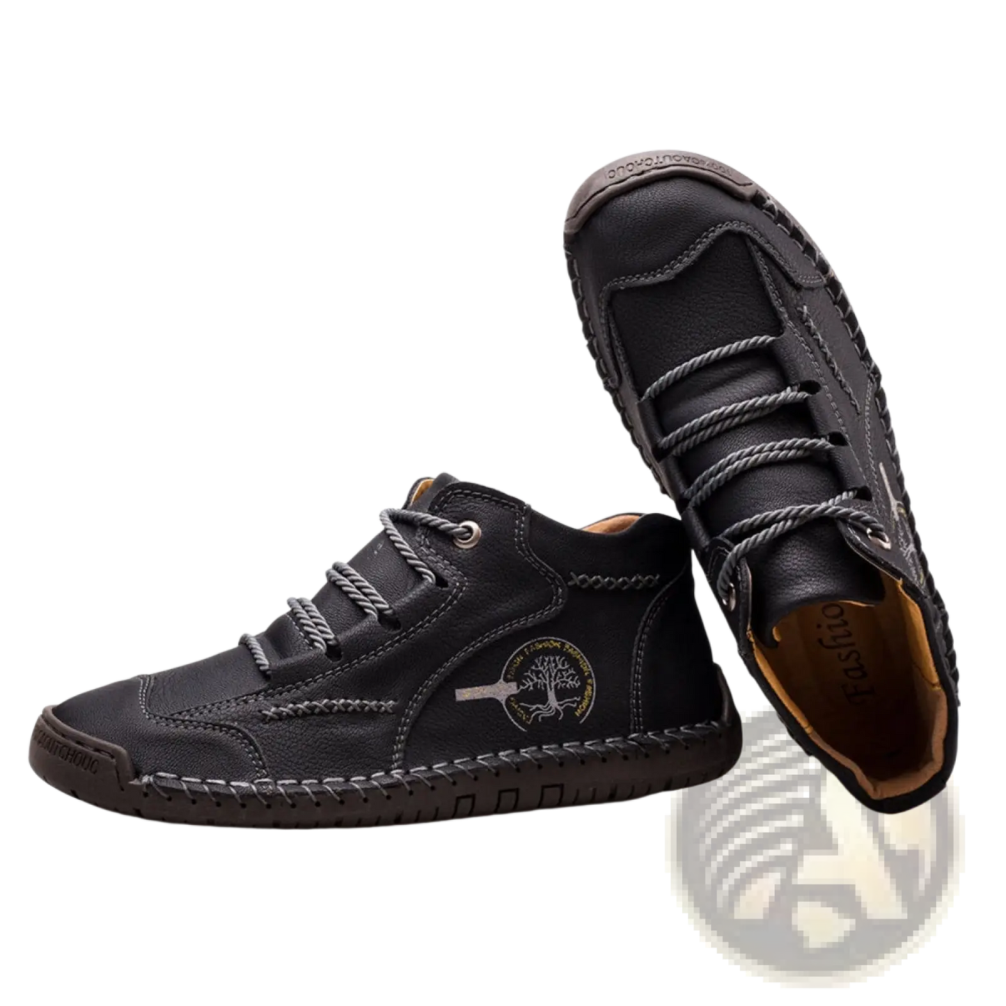 Leather High Top Sneakers Vintage Hand Stitched Shoes