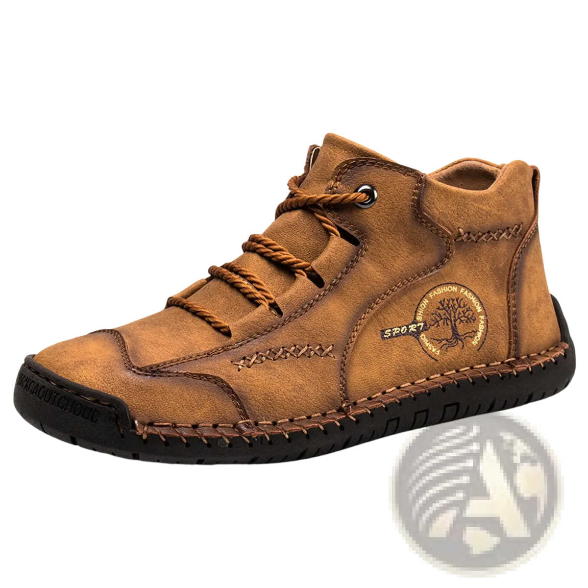 Leather High Top Sneakers Vintage Hand Stitched Shoes