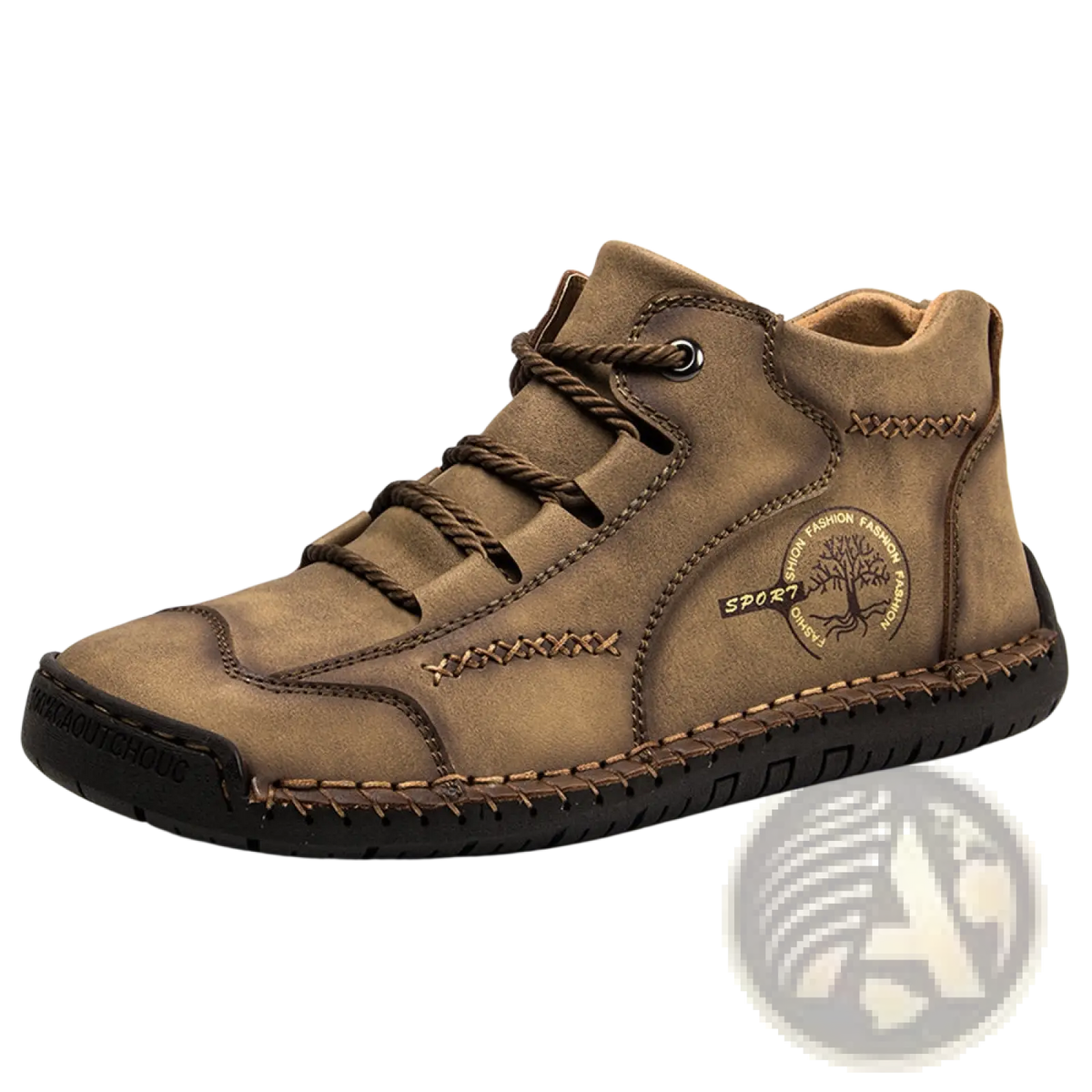 Leather High Top Sneakers Vintage Hand Stitched Shoes