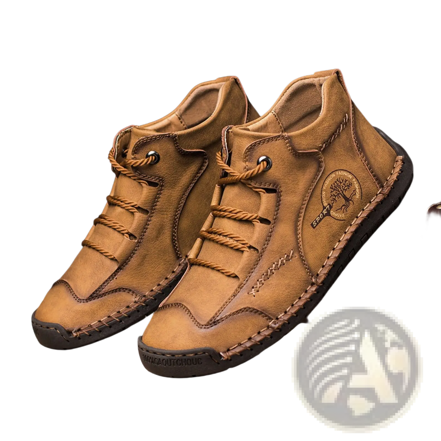 Leather High Top Sneakers Vintage Hand Stitched Shoes