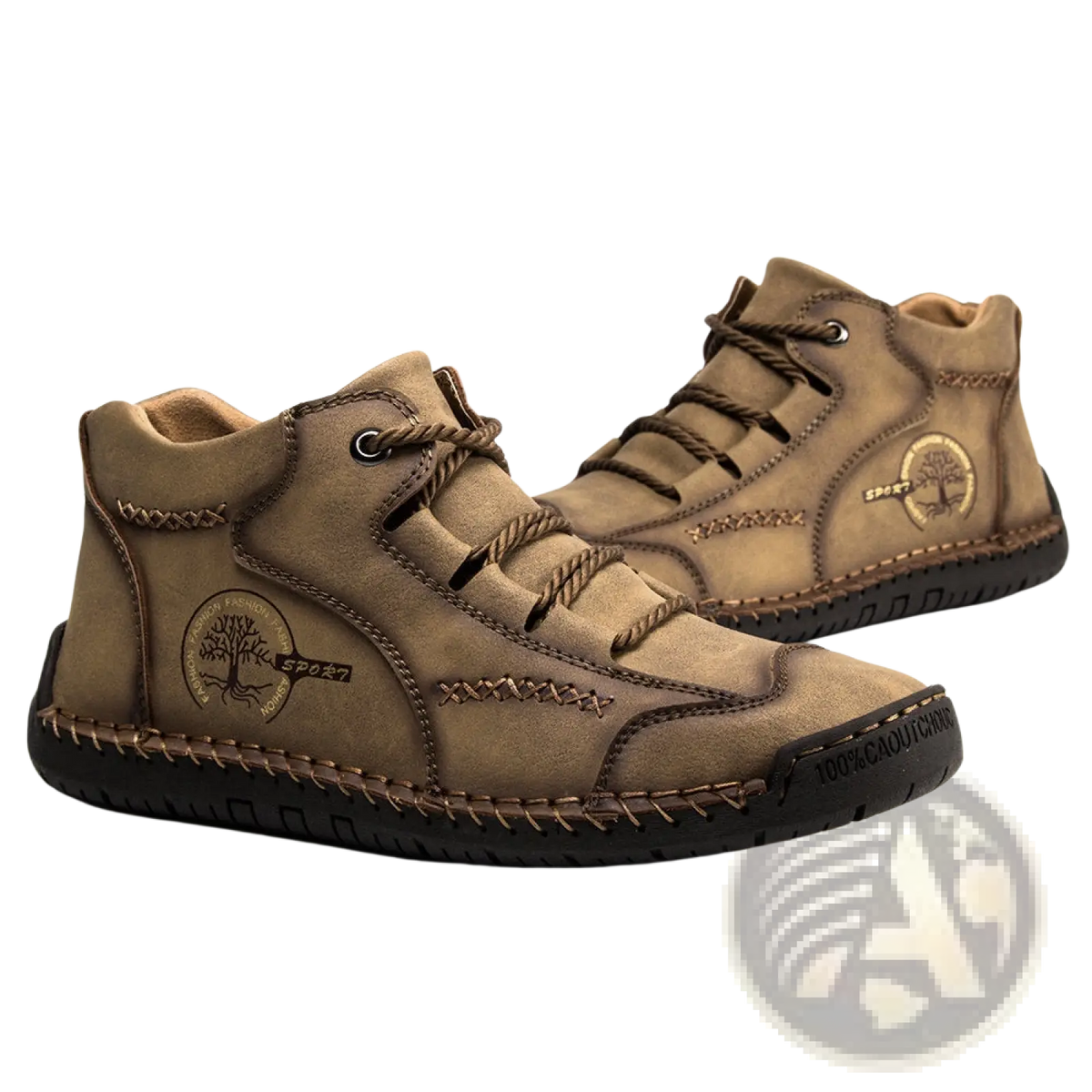 Leather High Top Sneakers Vintage Hand Stitched Shoes