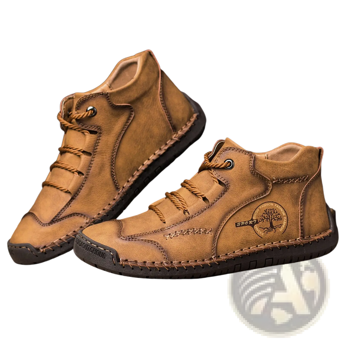 Leather High Top Sneakers Vintage Hand Stitched Shoes
