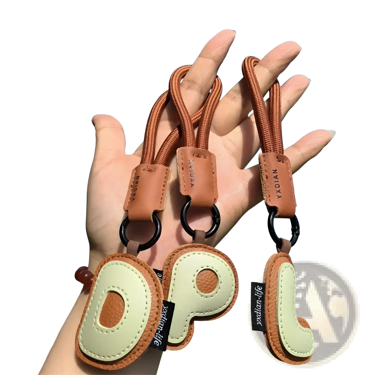 Leather Initial Keychain Letter Wristband Charm