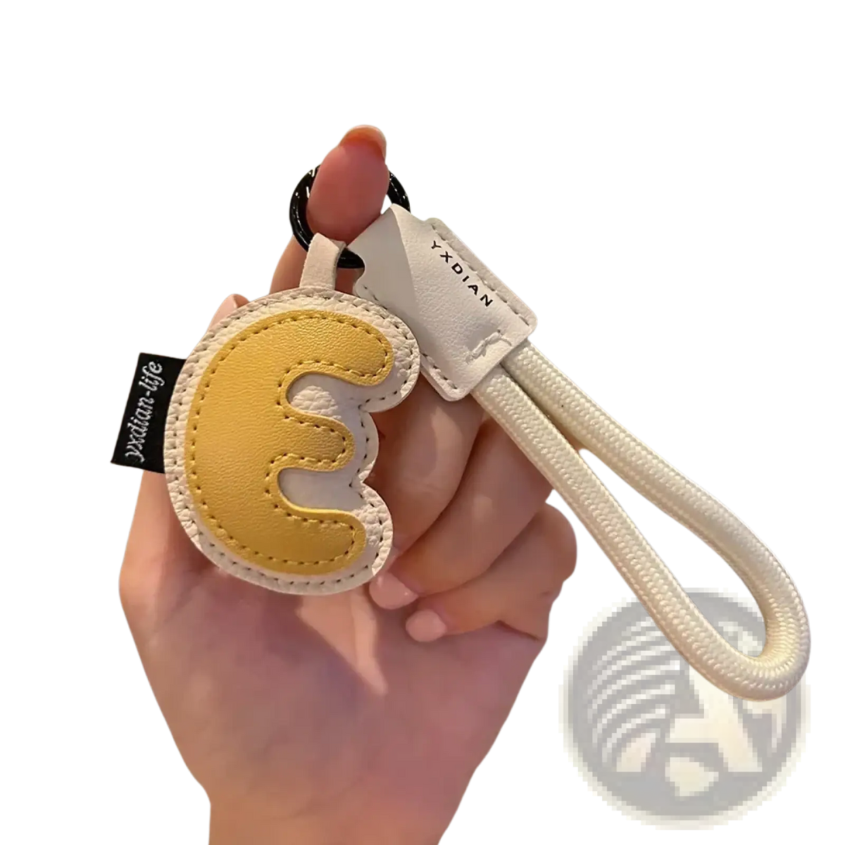 Leather Initial Keychain Letter Wristband Charm