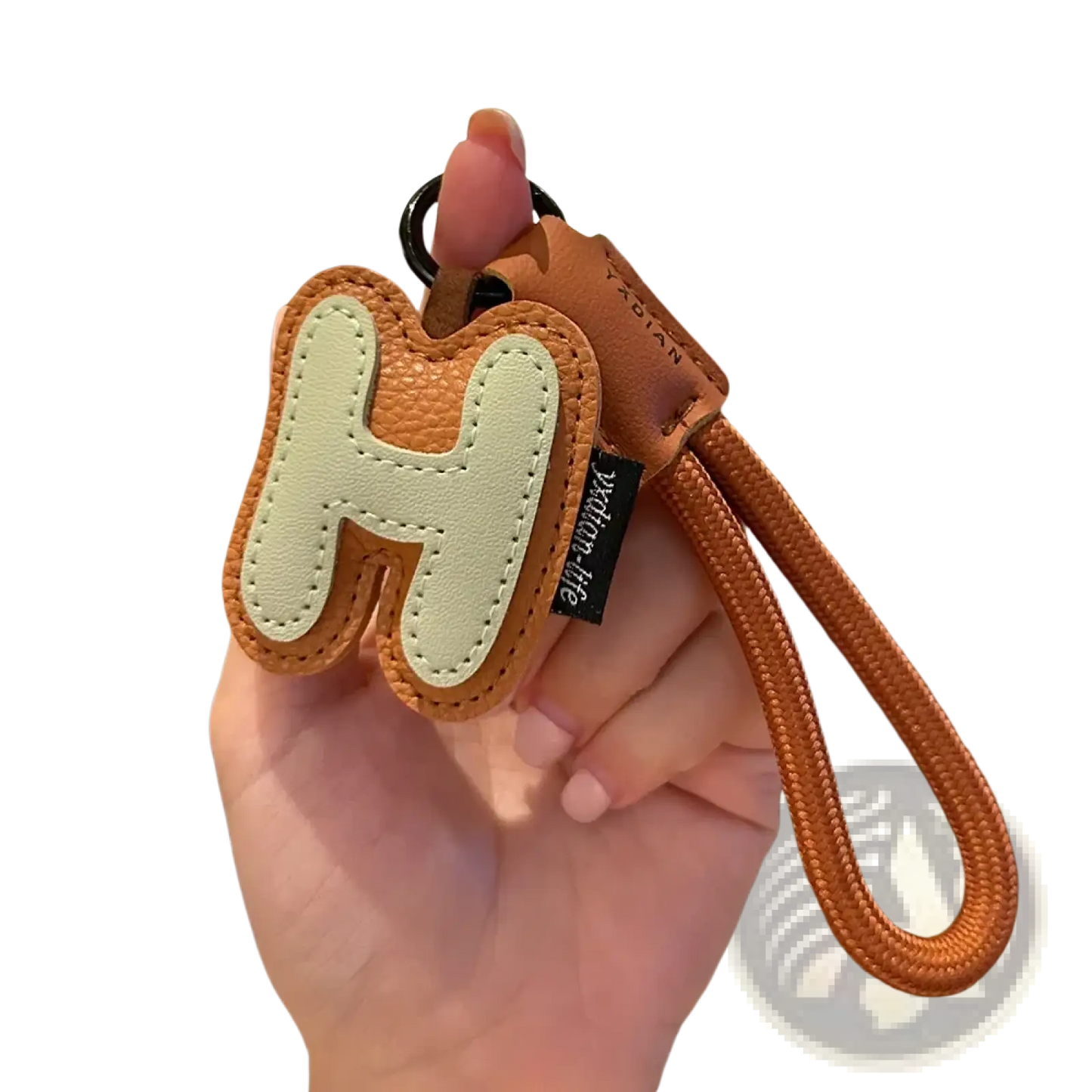 Leather Initial Keychain Letter Wristband Charm