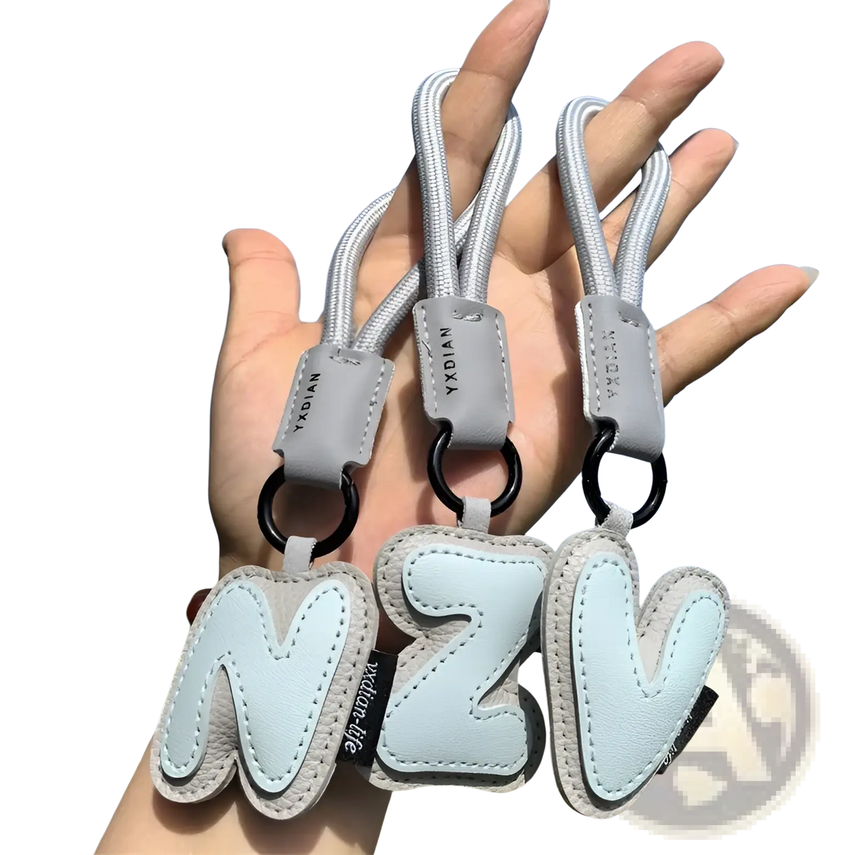 Leather Initial Keychain Letter Wristband Charm