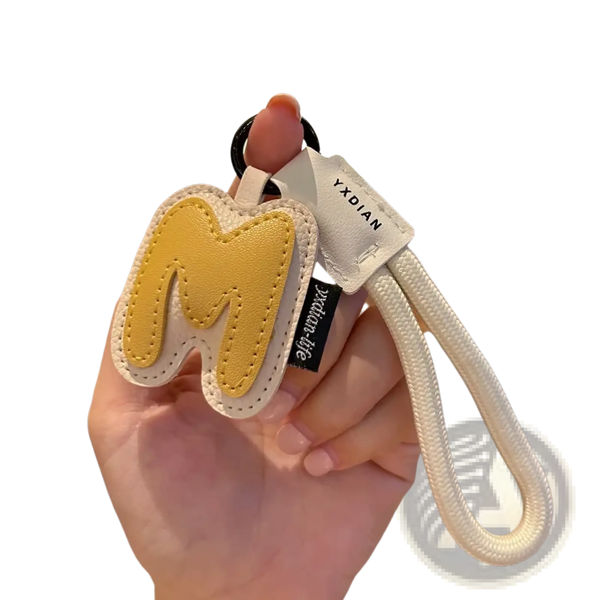 Leather Initial Keychain Letter Wristband Charm