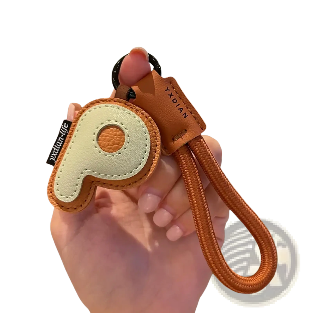 Leather Initial Keychain Letter Wristband Charm