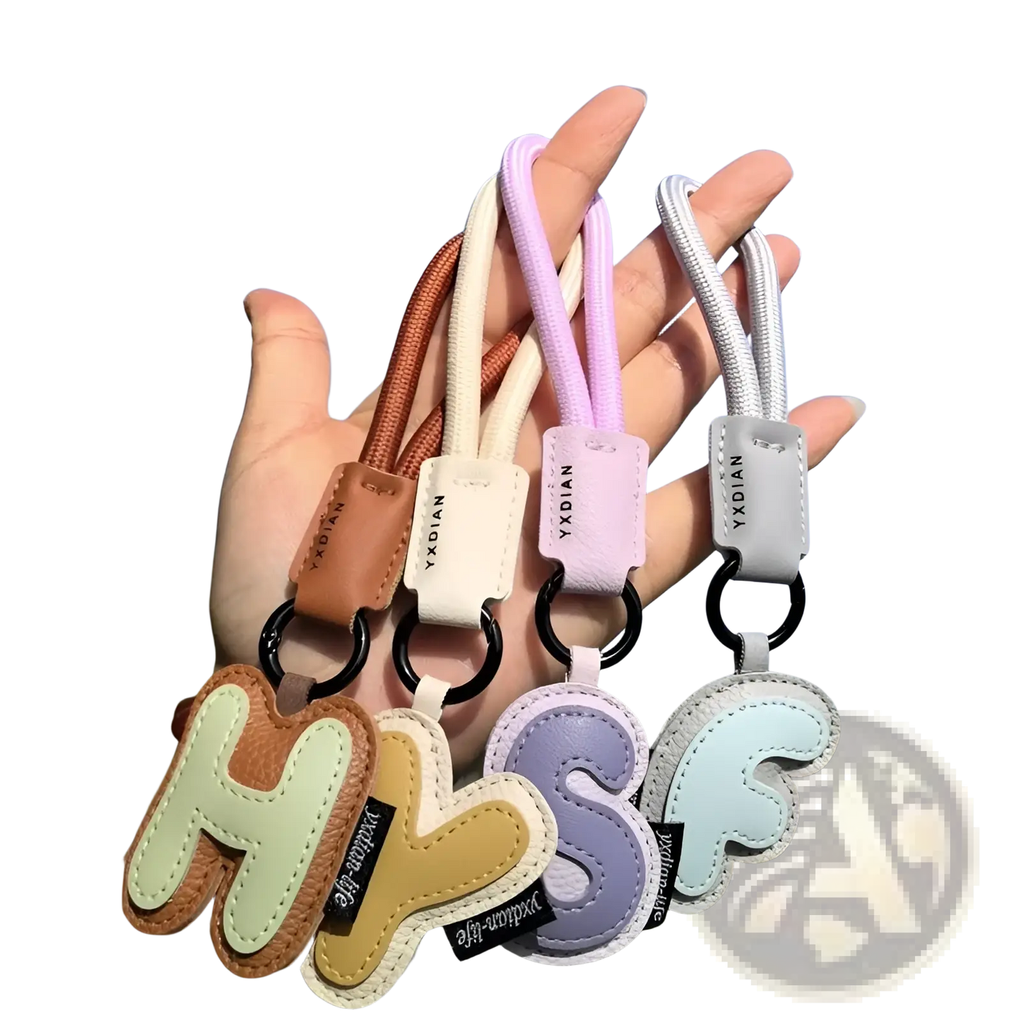 Leather Initial Keychain Letter Wristband Charm