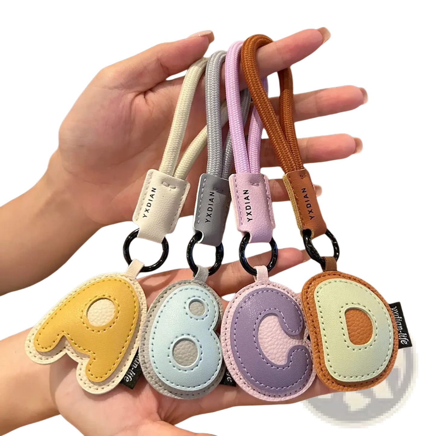 Leather Initial Keychain Letter Wristband Charm