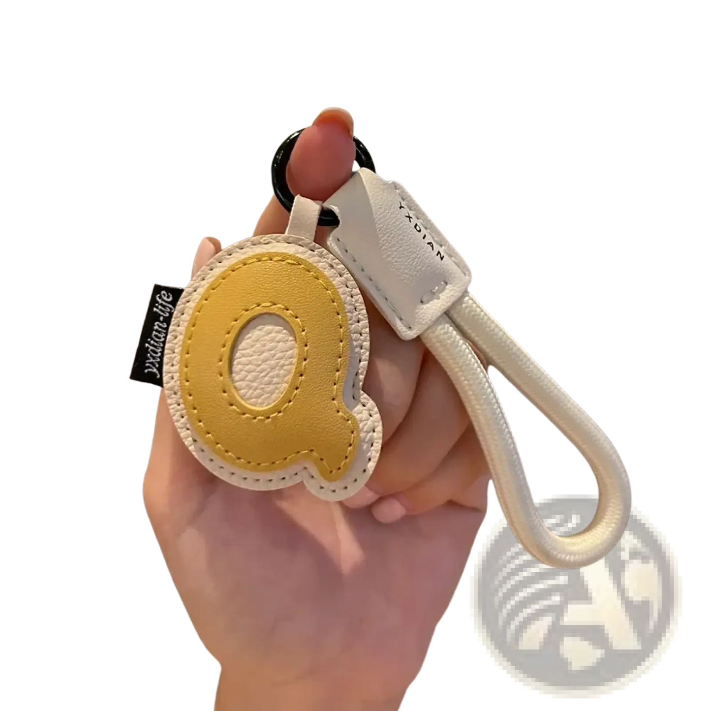 Leather Initial Keychain Letter Wristband Charm
