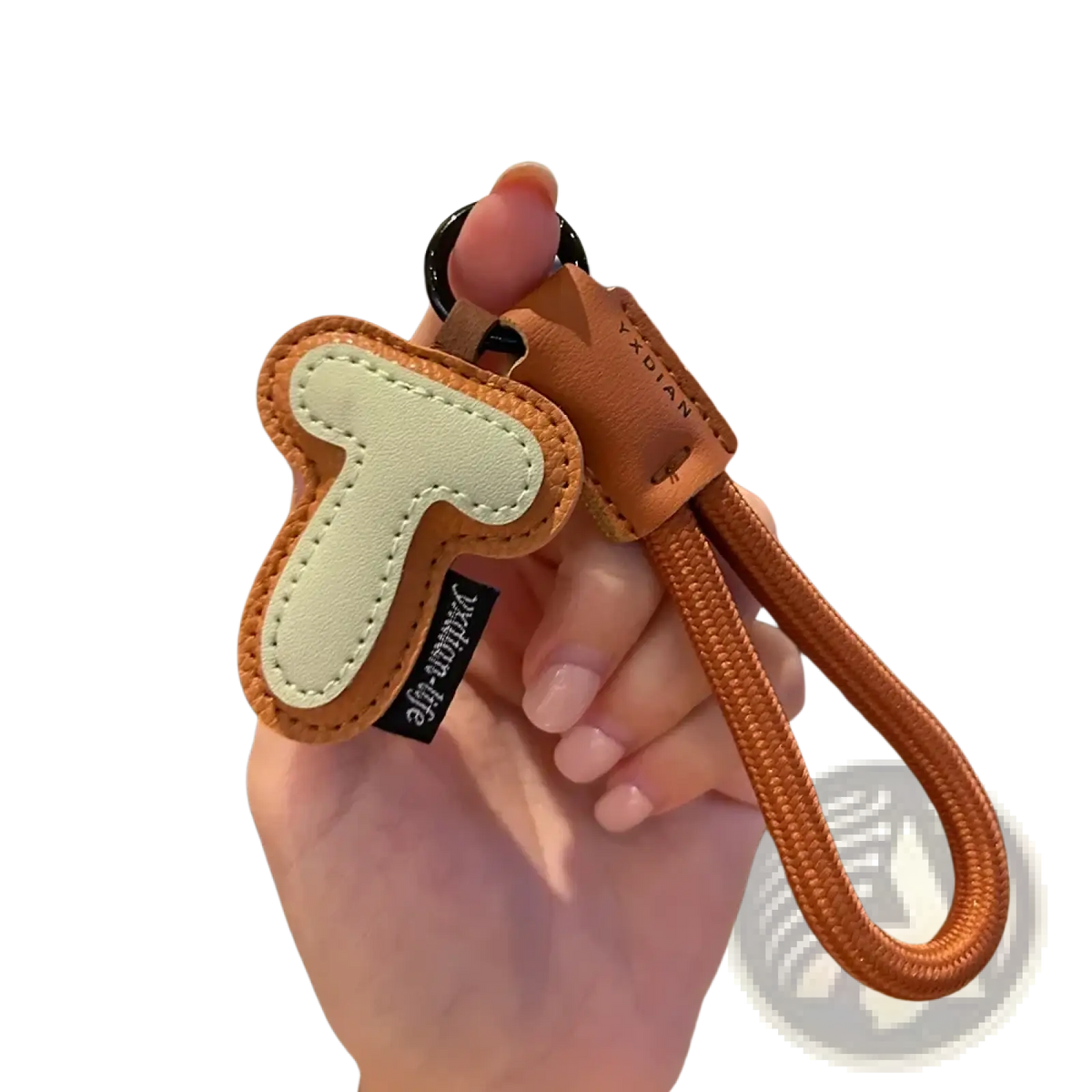 Leather Initial Keychain Letter Wristband Charm