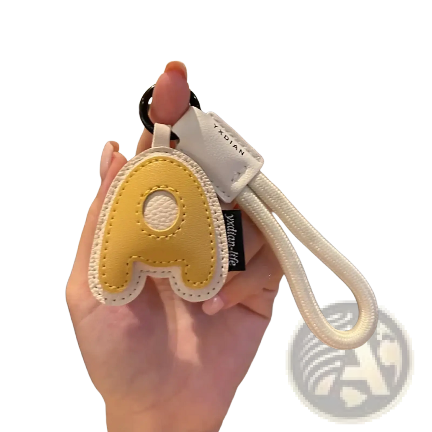 Leather Initial Keychain Letter Wristband Charm