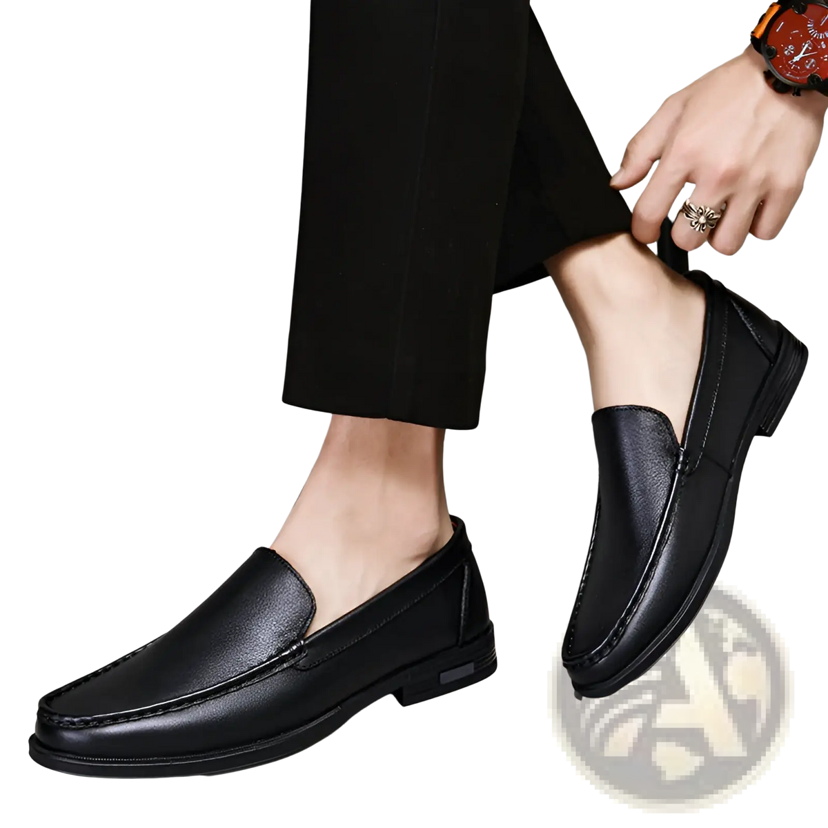 Leather Loafers Breathable Hollow Business Shoes