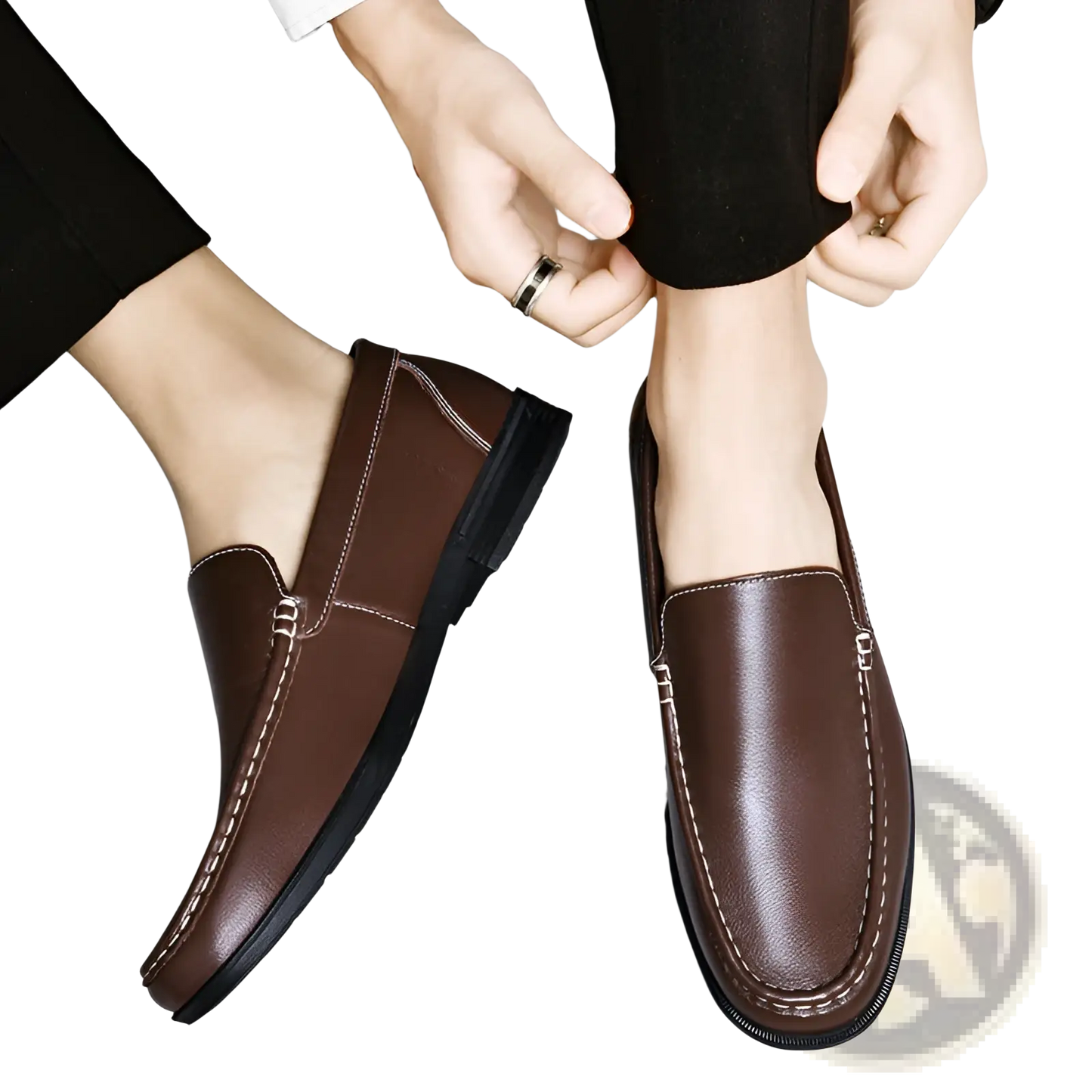 Leather Loafers Breathable Hollow Business Shoes