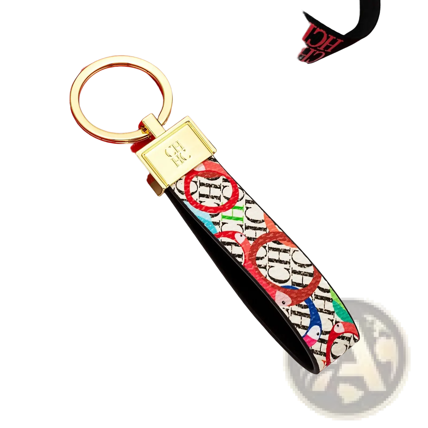 Leather Logo Keychain Designer Fashion Accessory Gift