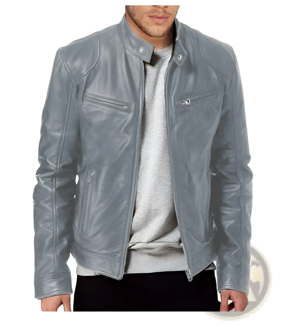 Leather Motorcycle Jacket Slim Fit Zipper Cardigan