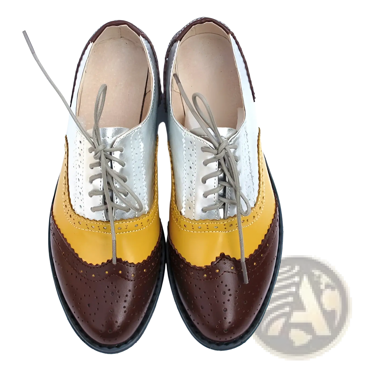 Leather Oxford Brogue Shoes Women's Two Tone Flats