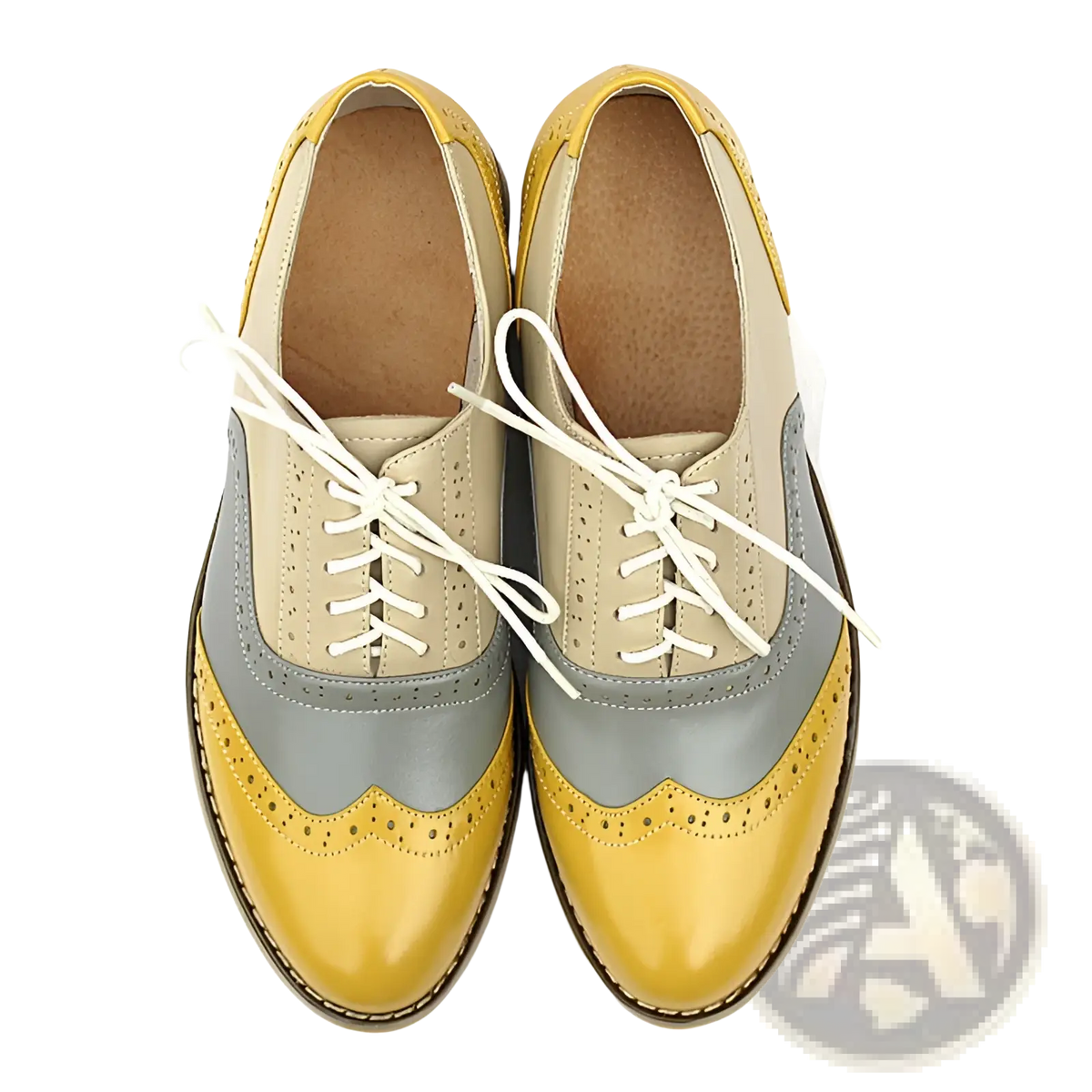 Leather Oxford Brogue Shoes Women's Two Tone Flats