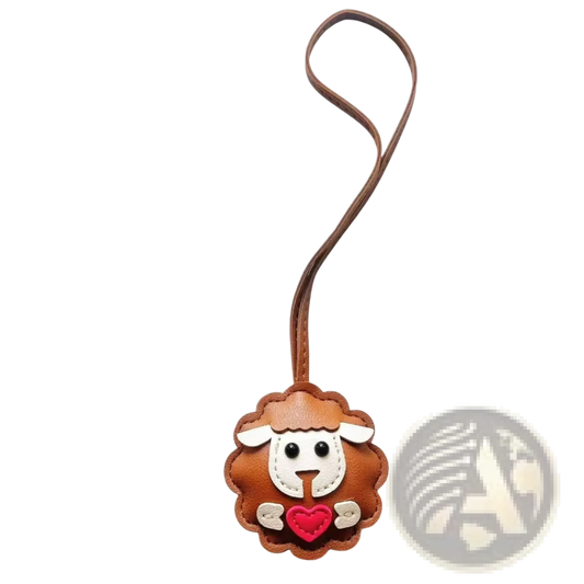 Leather Sheep Keychain Cute Animal Bag Charm