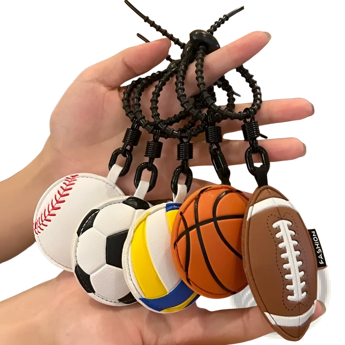 Leather Sports Ball Keychain Set Bag Charm