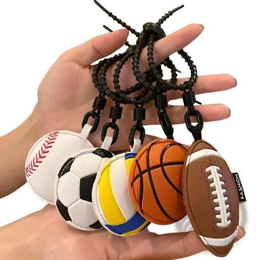 Leather Sports Ball Keychain Set Bag Charm