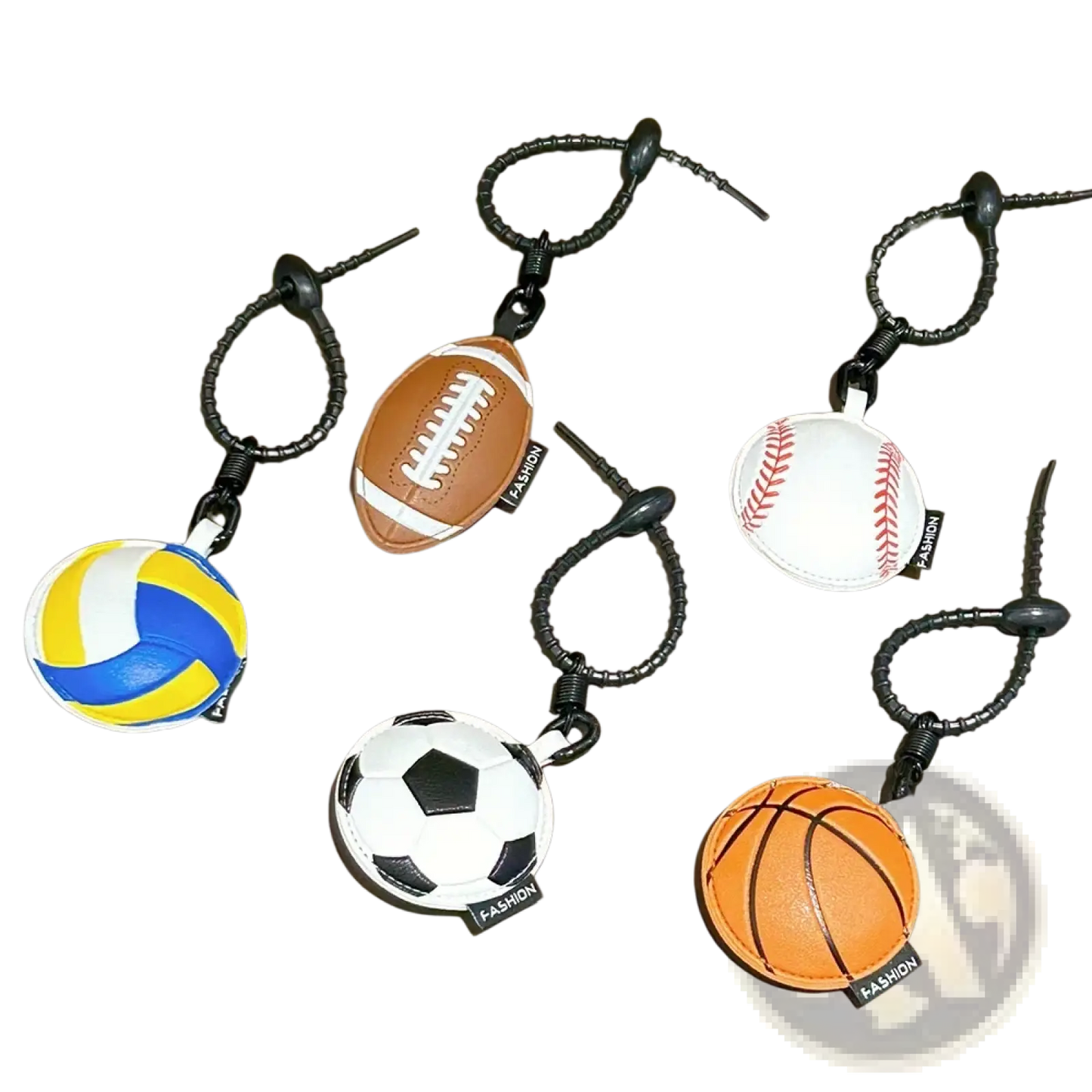 Leather Sports Ball Keychain Set Bag Charm