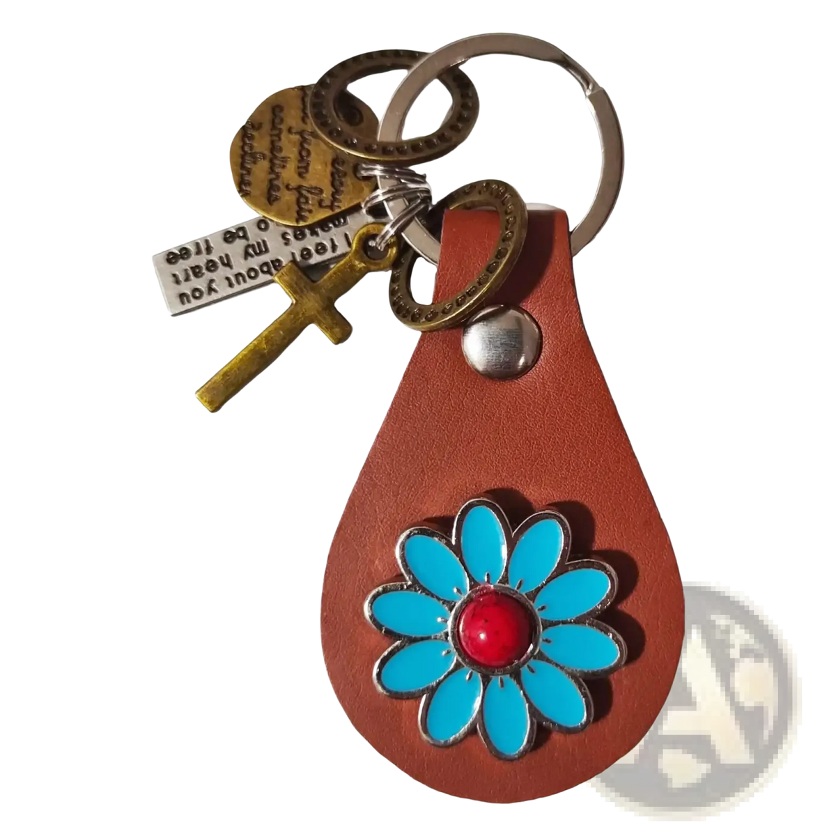 Leather Turquoise Star Keychain Charm Gift