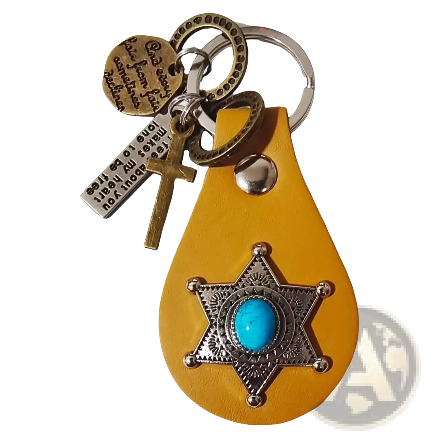 Leather Turquoise Star Keychain Charm Gift