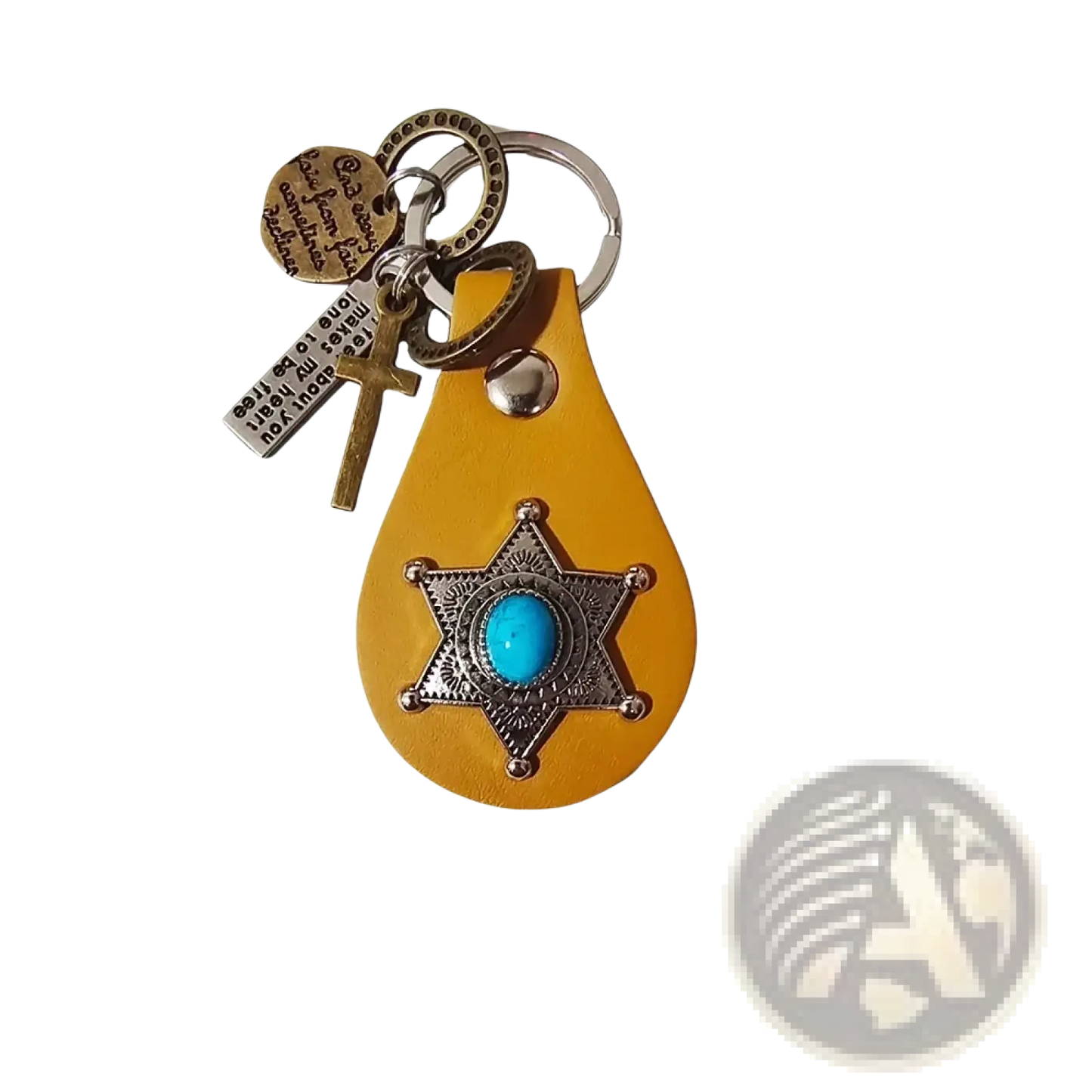 Leather Turquoise Star Keychain Charm Gift