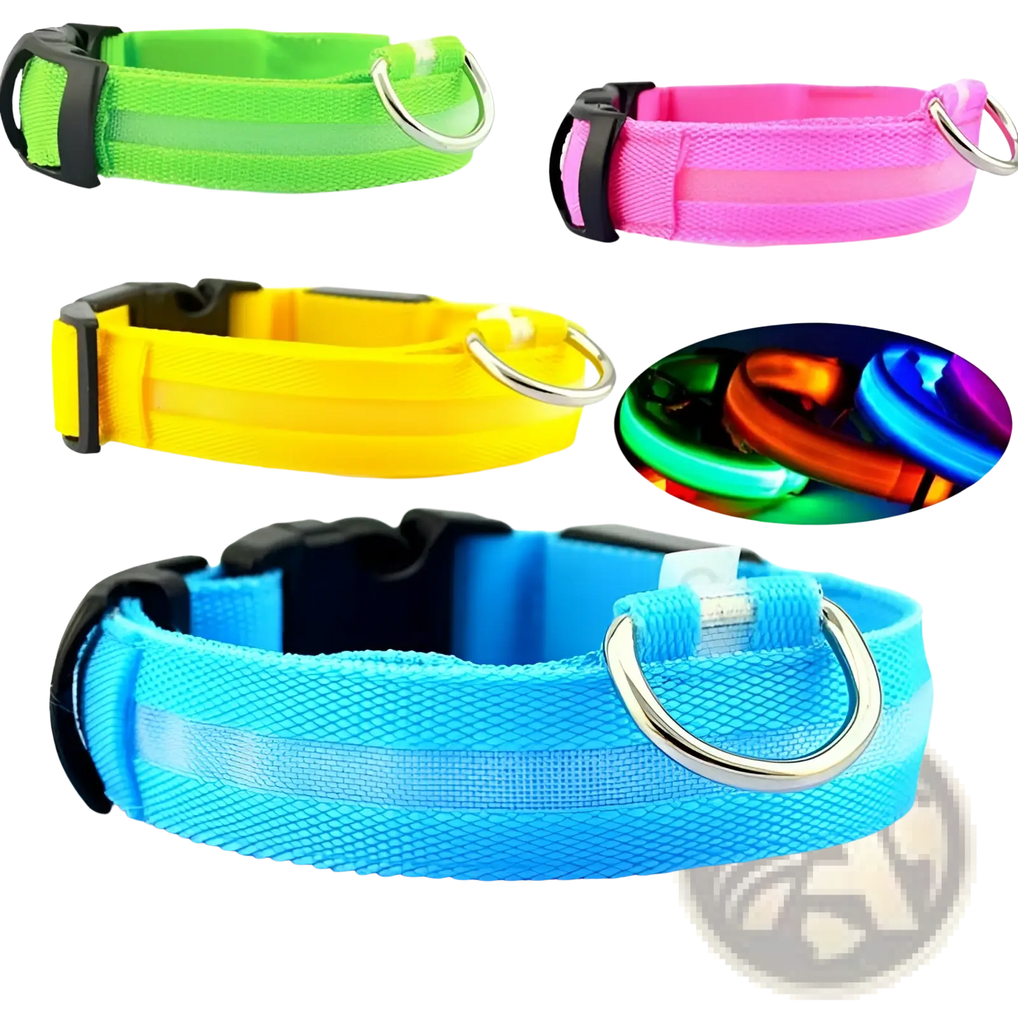Led Dog Collar Night Safety Glowing Nylon Pet Leash