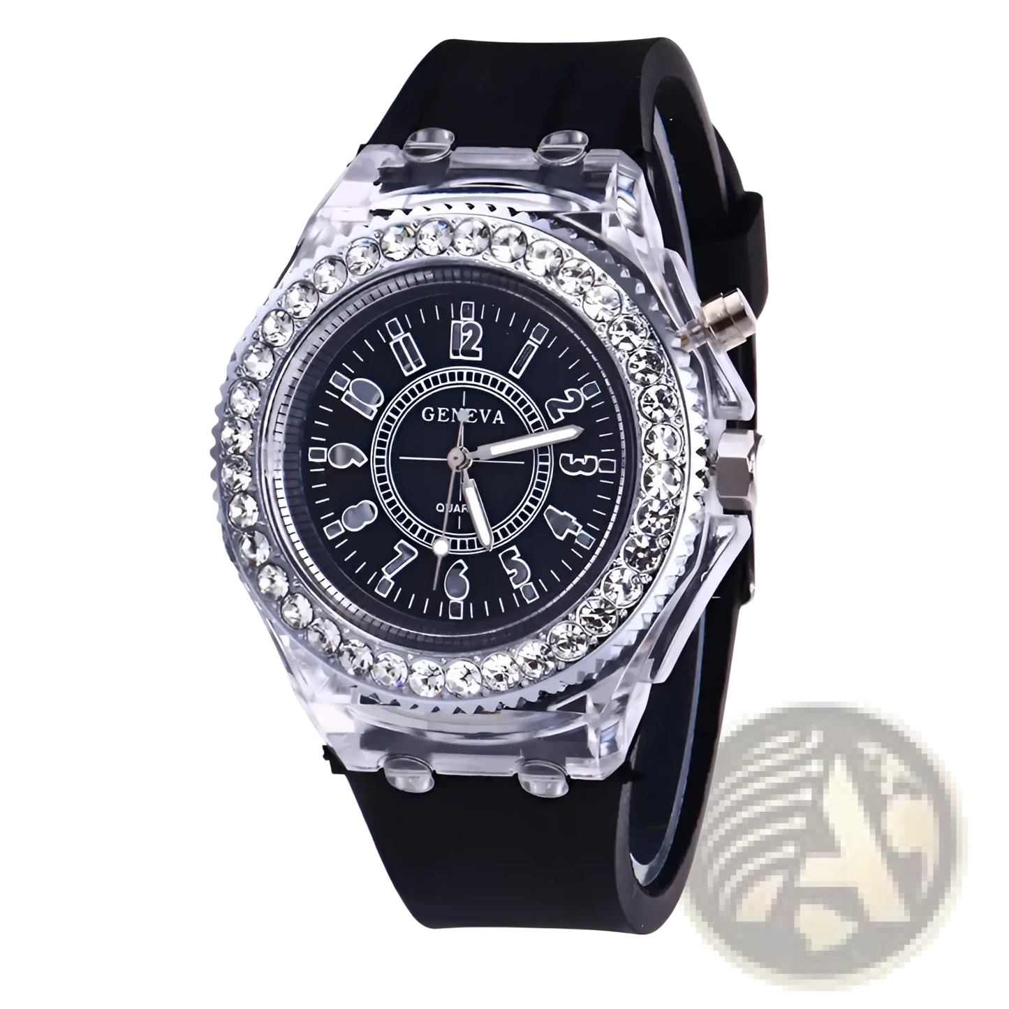 Led Luminous Silicone Watch Rhinestone Digital Timepiece